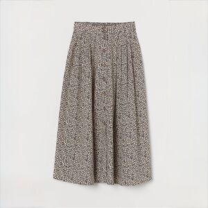 H&M Floral Button Front Midi Skirt Cottagecore Casual Size 2